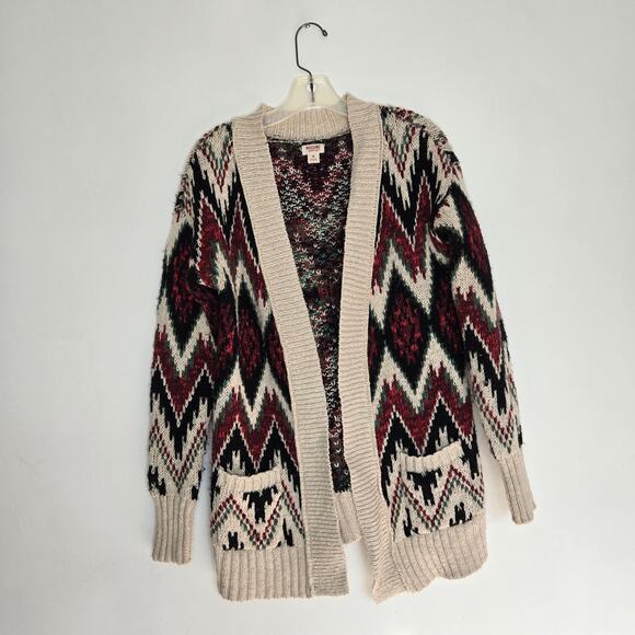 Vintage Y2K Mossimo Tribal Cardigan Grandpa Open Longline Cozy Women Medium - Picture 9 of 13